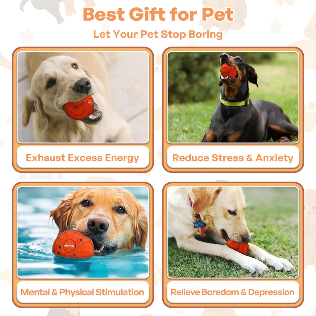 Smart Interactive Dog Toy Rechargeable Automatic  Rolling Pet Ball E-TPU Indestructible  for Medium & Large Aggressive Chewers