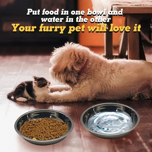 2/4/8pcs Slip Resistant Stainless Steel Cat Bowl – Low-Profile Wide Design for Kittens Small Pets Anti-Tip Base Feeding Station